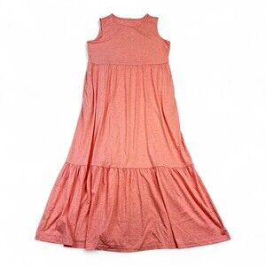 Anrabess Coral Sleeveless Tiered Maxi Dress Size M